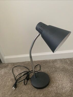 Adjustable Black Desk Lamp with Chrome Neck